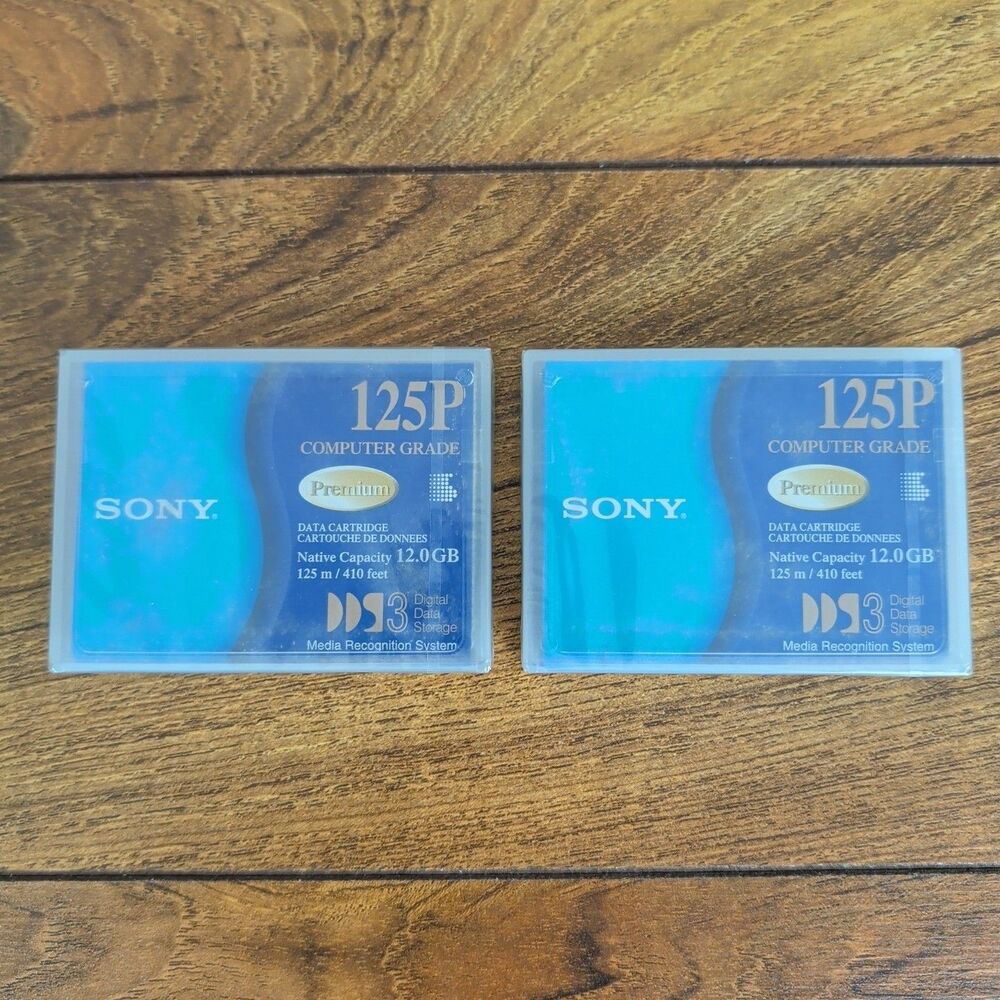 2 x SONY DDS-3 DGD 125P 12/24 GB Premium DDS Data Cartridges / New Sealed